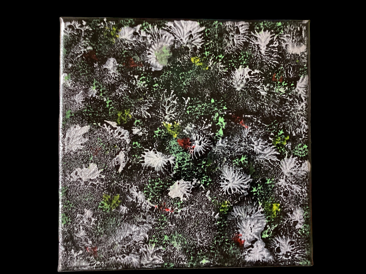 Real abstract modern art painting on canvas 20cm x 20cm unique