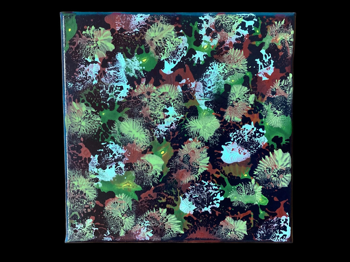 Real modern abstract art painting on canvas 20 x 20cm unique