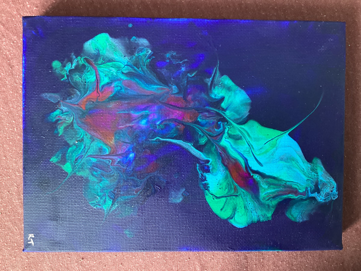 Real Abstract Modern Art Painting on Canvas 18cm x 13cm  Unique